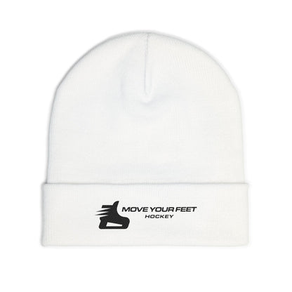 Beanie — "Move Your Feet Hockey" Embroidered Skate Logo Knit Cap