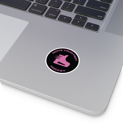 Move Your Feet Hockey Round Sticker — Pink Inline Skate Logo, Indoor/Outdoor