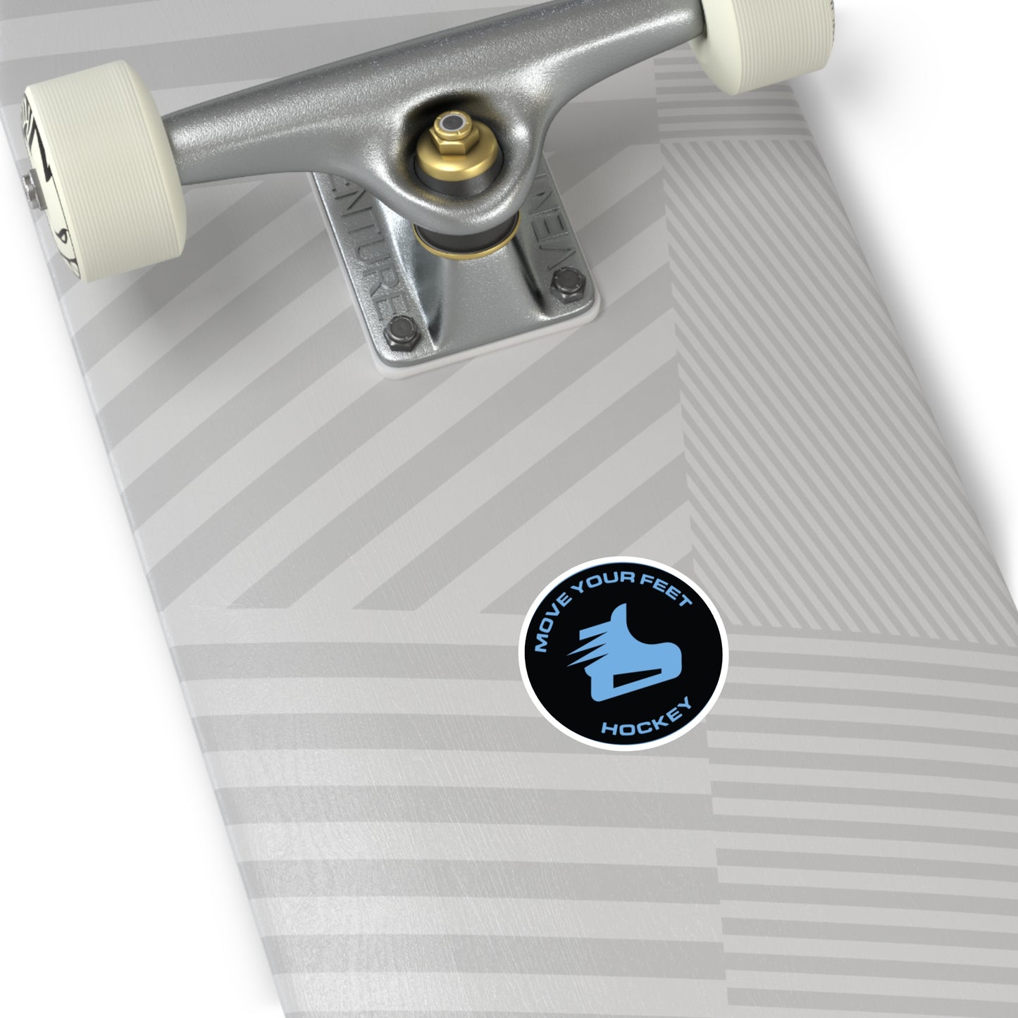 Move Your Feet Hockey Round Sticker — Indoor/Outdoor Laptop Decal